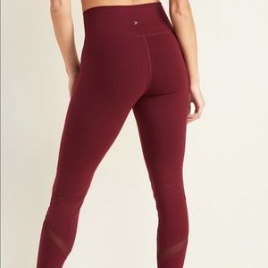 Sports Leggings Mesh Maroon Small Petite